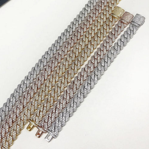 14mm Diamond Prong Cuban Chain + FREE Diamond Prong Cuban Bracelet