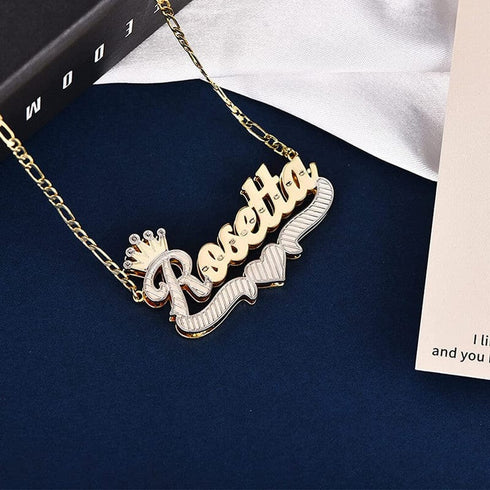 VVS Jewelry 3D Two-Tone Custom Gold Plated Name Chain