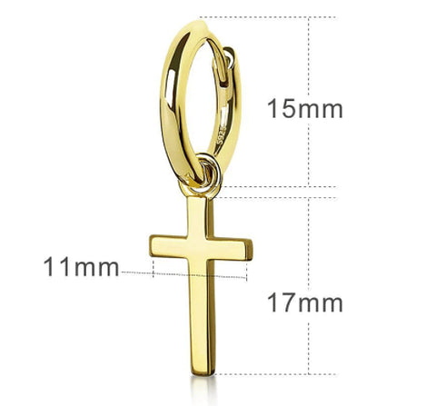 VVS Jewelry 925 Sterling Silver Cross Hoop Dangle Earrings