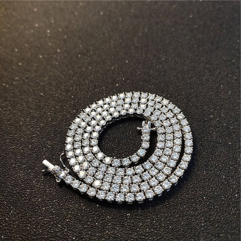 VVS Jewelry 925 Sterling Silver Moissanite Tennis Chain PASSES DIAMOND TEST US INVENTORY