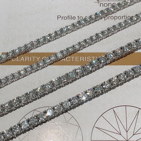 VVS Jewelry 925 Sterling Silver Moissanite Tennis Chain PASSES DIAMOND TEST US INVENTORY