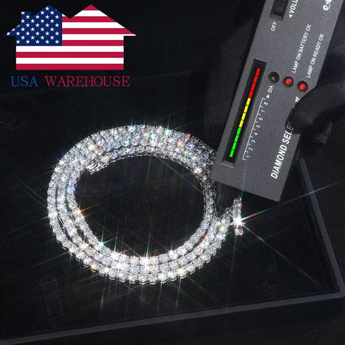 VVS Jewelry 925 Sterling Silver Moissanite Tennis Chain PASSES DIAMOND TEST US INVENTORY