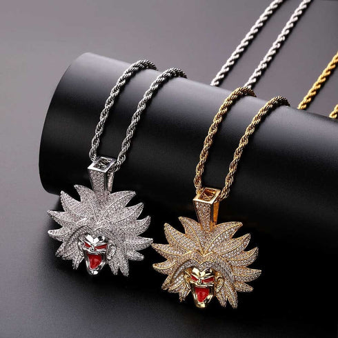 VVS Jewelry Broly necklace simulated diamond Goku broly iced out dragon ball z chain