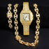 VVS Jewelry Coffee Bean Chain and Bracelet Bundle + FREE Square Roman Watch