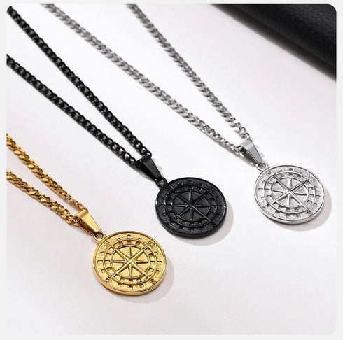 VVS Jewelry Compass Pendant Necklace