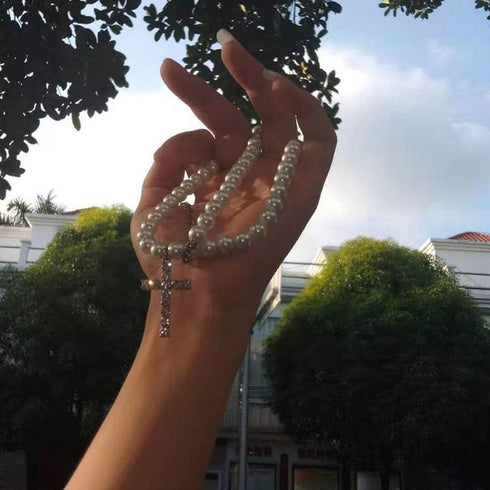 VVS Jewelry Cross Pearl Chain