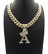VVS Jewelry Gold Crowned Initial Cuban Pendant Chain