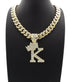 VVS Jewelry Gold Crowned Initial Cuban Pendant Chain