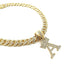 VVS Jewelry Gold Crowned Initial Cuban Pendant Chain