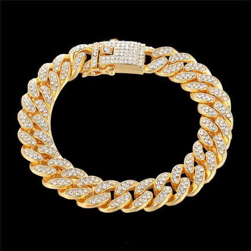 18k Gold/Silver Cuban Link Chain Set – Iced Out Necklace & FREE Bracelet