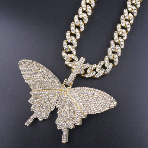 VVS Jewelry Cuban Link Butterfly Choker + FREE Tennis Choker