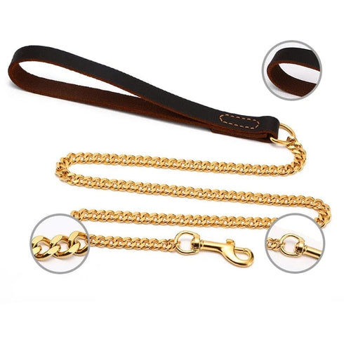VVS Jewelry Cuban Link Gold Dog Leash