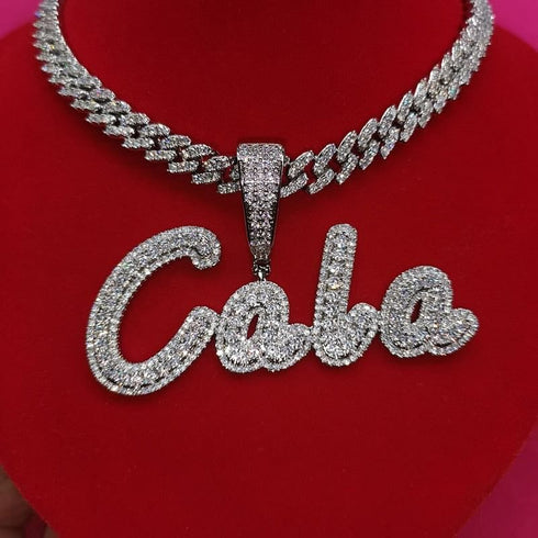 VVS Jewelry Custom Cursive Cuban Letter Pendant