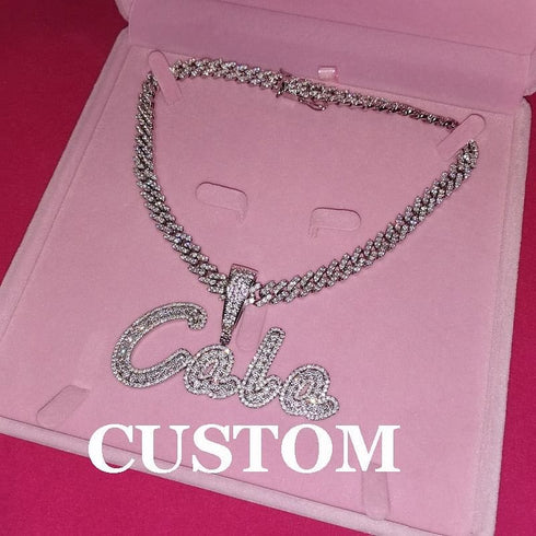 VVS Jewelry Custom Cursive Cuban Letter Pendant