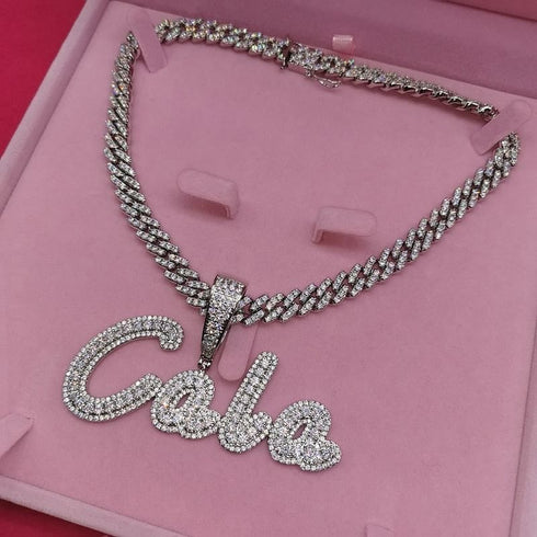 VVS Jewelry Custom Cursive Cuban Letter Pendant