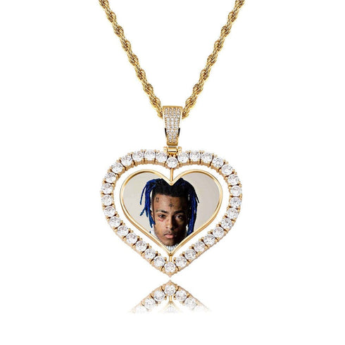 VVS Jewelry Custom Double-Sided Heart Photo Chain