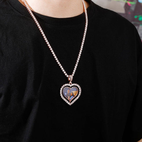 VVS Jewelry Custom Double-Sided Heart Photo Chain