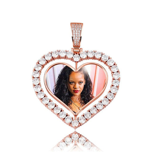 VVS Jewelry Custom Double-Sided Heart Photo Chain