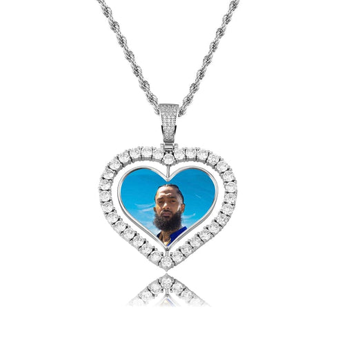 VVS Jewelry Custom Double-Sided Heart Photo Chain