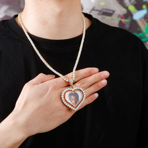 VVS Jewelry Custom Double-Sided Heart Photo Chain