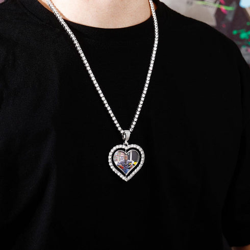 VVS Jewelry Custom Double-Sided Heart Photo Chain