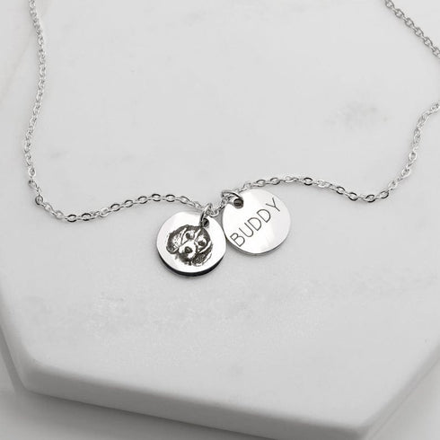 Custom Fingerprint And/Or Handwriting Photo Pendant Necklace