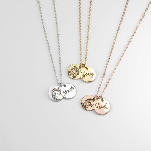 Custom Fingerprint And/Or Handwriting Photo Pendant Necklace