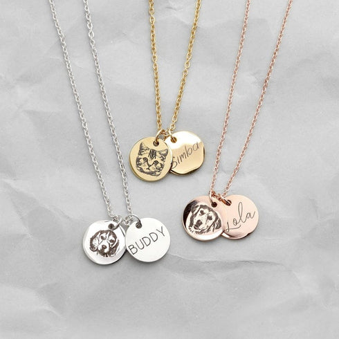 Custom Fingerprint And/Or Handwriting Photo Pendant Necklace