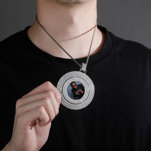 VVS Jewelry Custom Large Spinning Photo Pendant + Chain