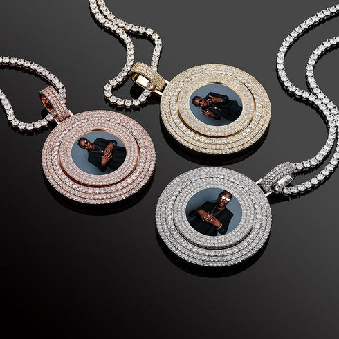 VVS Jewelry Custom Large Spinning Photo Pendant + Chain