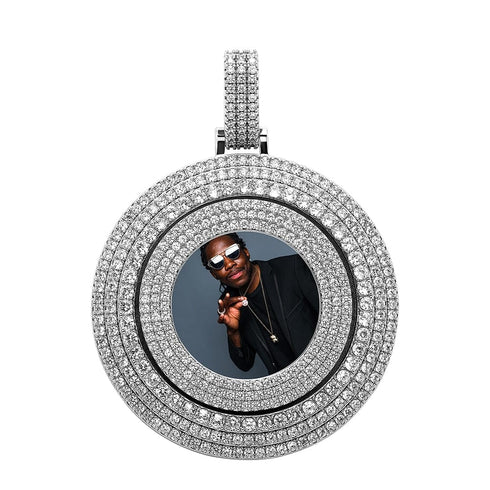 VVS Jewelry Custom Large Spinning Photo Pendant + Chain