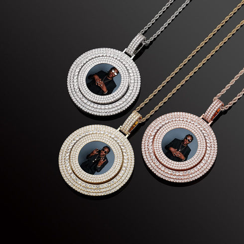 VVS Jewelry Custom Large Spinning Photo Pendant + Chain