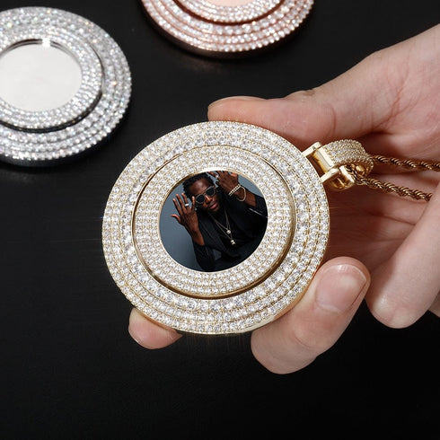 VVS Jewelry Custom Large Spinning Photo Pendant + Chain