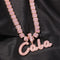 VVS Jewelry Custom Name Brush Cursive Baguette Pendant and Chain