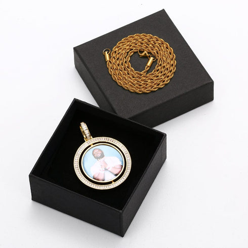 VVS Jewelry Custom Rotating Photo Medallion Pendant Chain