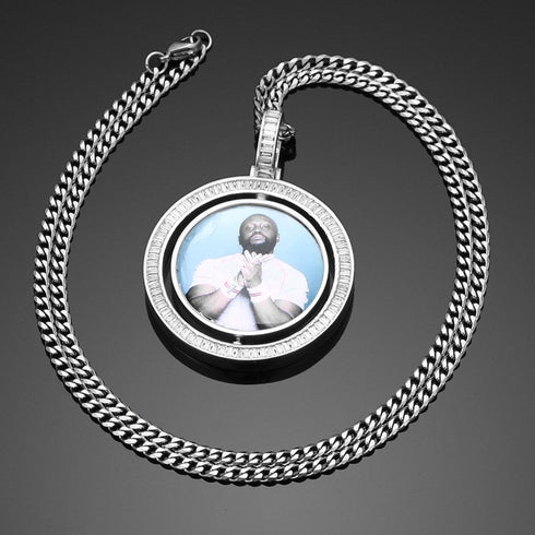 VVS Jewelry Custom Rotating Photo Medallion Pendant Chain