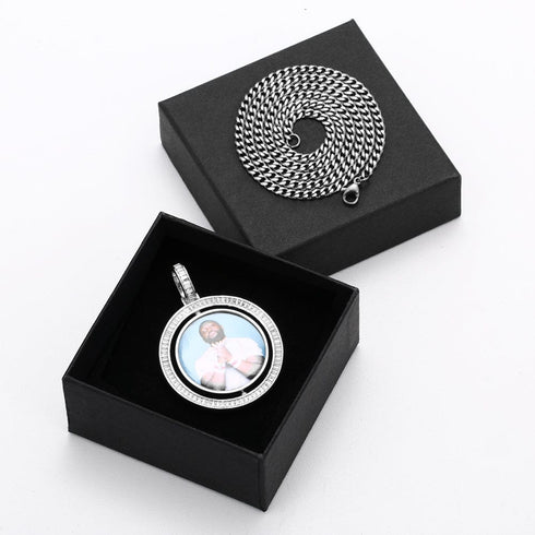 VVS Jewelry Custom Rotating Photo Medallion Pendant Chain