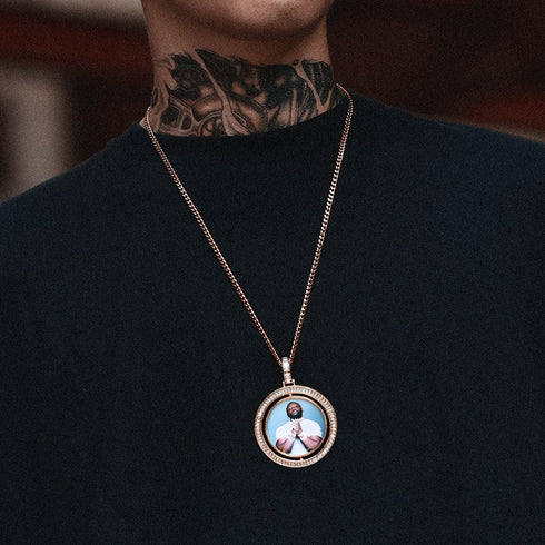 VVS Jewelry Custom Rotating Photo Medallion Pendant Chain