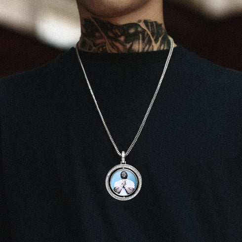 VVS Jewelry Custom Rotating Photo Medallion Pendant Chain