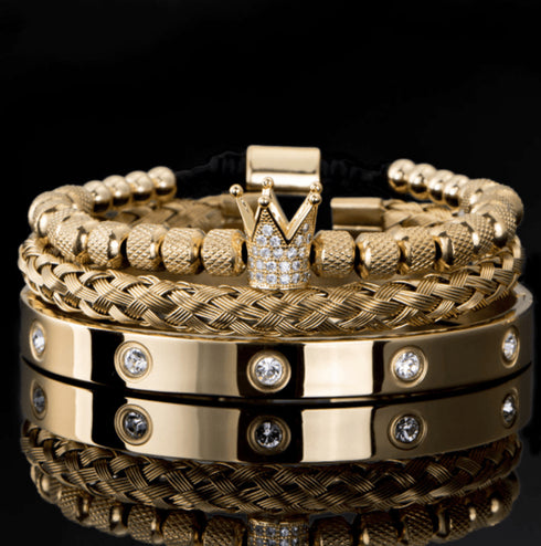 VVS Jewelry Fit For a King 3pc Gold Bangle Set