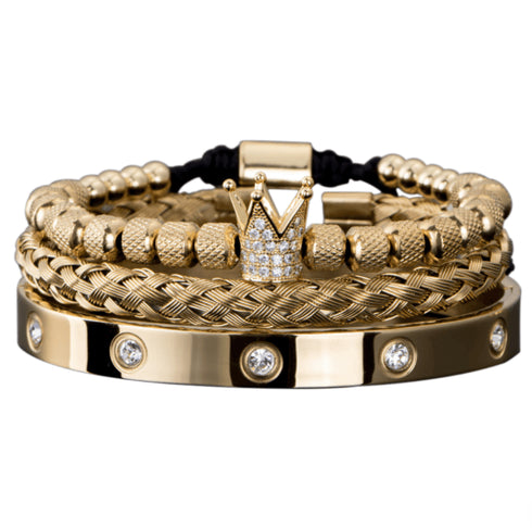 VVS Jewelry Fit For a King 3pc Gold Bangle Set