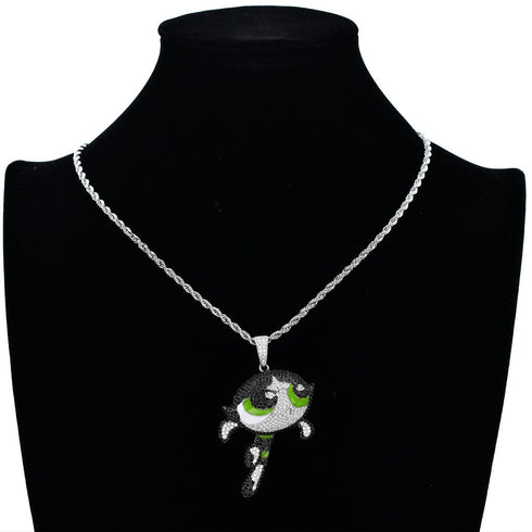 VVS Jewelry Fully Blinged Power Puff Girls Pendant Chain