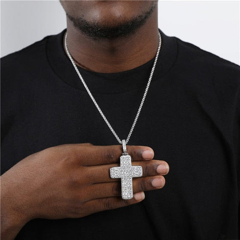 VVS Jewelry Fully Iced Ascher Cut Cross Pendant