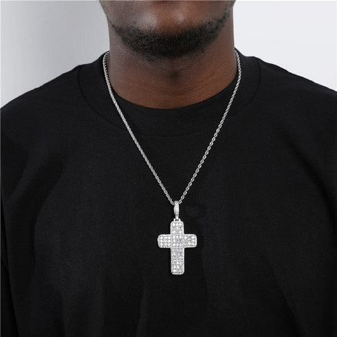 VVS Jewelry Fully Iced Ascher Cut Cross Pendant