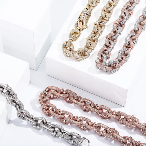 VVS Jewelry Gold/Silver 17mm Thicc AF Micropave Miami Cuban Chain