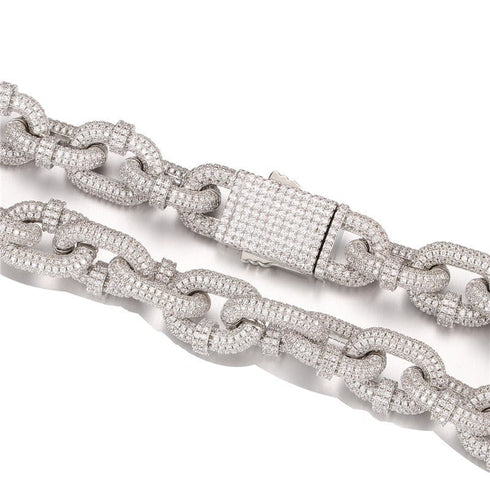VVS Jewelry Gold/Silver 17mm Thicc AF Micropave Miami Cuban Chain