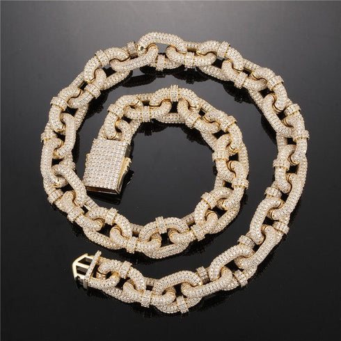 VVS Jewelry Gold/Silver 17mm Thicc AF Micropave Miami Cuban Chain