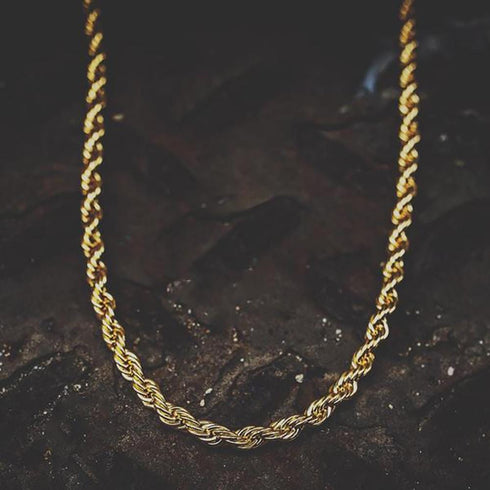 VVS Jewelry Gold/Silver Stainless Steel Rope Chain + FREE Rope Bracelet
