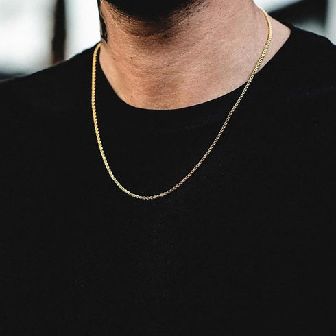VVS Jewelry Gold/Silver Stainless Steel Rope Chain + FREE Rope Bracelet