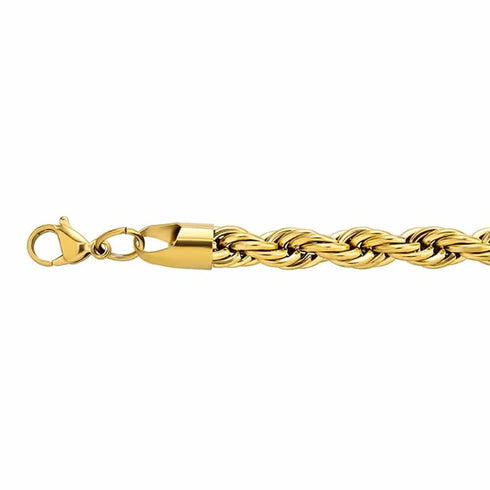 VVS Jewelry Gold/Silver Stainless Steel Rope Chain + FREE Rope Bracelet